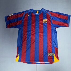 Nike Ronaldinho Barcelona 2005/06 Home Shirt Size M Replica some peel from name